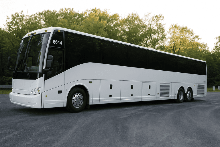 exterior of Charter Bus Rental Pearland coach bus